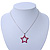 Glittering Fuchsia Open Star Pendant With Silver Tone Snake Chain - 36cm Length/ 8cm Extension - view 4