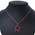 Glittering Fuchsia Open Star Pendant With Silver Tone Snake Chain - 36cm Length/ 8cm Extension - view 5