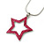 Glittering Fuchsia Open Star Pendant With Silver Tone Snake Chain - 36cm Length/ 8cm Extension - view 2