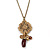 Vintage Inspired Flower And Charms Pendant With Gold Tone Chain - 38cm Length/ 8cm Extension