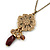 Vintage Inspired Flower And Charms Pendant With Gold Tone Chain - 38cm Length/ 8cm Extension - view 2