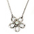 Open Crystal Flower Pendant With Silver Tone Chain - 36cm L/ 7cm Ext