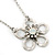 Open Crystal Flower Pendant With Silver Tone Chain - 36cm L/ 7cm Ext - view 3
