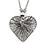 Oversized Wired Heart Pendant with Long Chunky Chain In Silver Tone - 80cm L/ 7cm Ext - view 2