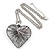 Oversized Wired Heart Pendant with Long Chunky Chain In Silver Tone - 80cm L/ 7cm Ext - view 3