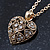 Small Burn Gold Marcasite Crystal 'Heart' Pendant With Gold Tone Chain - 40cm Length/ 5cm Extension - view 7