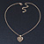Small Burn Gold Marcasite Crystal 'Heart' Pendant With Gold Tone Chain - 40cm Length/ 5cm Extension - view 5