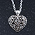 Small Burn Silver Marcasite Crystal 'Heart' Pendant With Silver Tone Chain - 40cm Length/ 5cm Extension - view 3