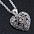 Small Burn Silver Marcasite Crystal 'Heart' Pendant With Silver Tone Chain - 40cm Length/ 5cm Extension - view 4