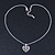 Small Burn Silver Marcasite Crystal 'Heart' Pendant With Silver Tone Chain - 40cm Length/ 5cm Extension - view 5