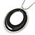 Black Enamel Double Hoop Pendant With Silver Tone Chain - 36cm L/ 6cm Ext - view 7