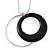 Black Enamel Double Hoop Pendant With Silver Tone Chain - 36cm L/ 6cm Ext - view 2