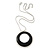 Black Enamel Double Hoop Pendant With Silver Tone Chain - 36cm L/ 6cm Ext - view 6