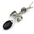 Delicate Beaded Bow Pendant with Silver Tone Chain In Pewter Tone - 37cm L/ 8cm Ext - view 5
