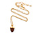 Small Brown Crystal Acorn Pendant with Gold Tone Chain - 40cm L/ 6cm Ext - view 3