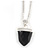 Small Black Crystal Acorn Pendant with Silver Tone Chain - 40cm L/ 6cm Ext - view 5
