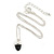 Small Black Crystal Acorn Pendant with Silver Tone Chain - 40cm L/ 6cm Ext - view 2