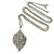 Vintage Inspired Antique Silver Filigree Leaf Pendant with Silver Tone Chain - 86cm L - view 3
