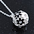 Black, White Enamel, Crystal Flower Ball Pendant With Silver Tone Chain - 40cm Length/ 5cm Extension - view 6