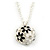 Black, White Enamel, Crystal Flower Ball Pendant With Silver Tone Chain - 40cm Length/ 5cm Extension - view 5