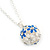 Blue, White Enamel, Crystal Flower Ball Pendant With Silver Tone Chain - 40cm Length/ 5cm Extension - view 9