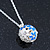 Blue, White Enamel, Crystal Flower Ball Pendant With Silver Tone Chain - 40cm Length/ 5cm Extension - view 11