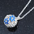 Blue, White Enamel, Crystal Flower Ball Pendant With Silver Tone Chain - 40cm Length/ 5cm Extension