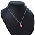 White, Red Enamel, Crystal Flower Ball Pendant With Silver Tone Chain - 40cm Length/ 5cm Extension - view 7