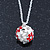 White, Red Enamel, Crystal Flower Ball Pendant With Silver Tone Chain - 40cm Length/ 5cm Extension - view 10