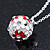 White, Red Enamel, Crystal Flower Ball Pendant With Silver Tone Chain - 40cm Length/ 5cm Extension - view 11