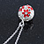 White, Red Enamel, Crystal Flower Ball Pendant With Silver Tone Chain - 40cm Length/ 5cm Extension - view 4