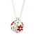 White, Red Enamel, Crystal Flower Ball Pendant With Silver Tone Chain - 40cm Length/ 5cm Extension - view 9