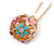 Multicoloured Enamel, Crystal Flower Ball Pendant With Gold Tone Chain - 40cm Length/ 5cm Extension - view 3