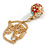 Multicoloured Enamel, Crystal Flower Ball Pendant With Gold Tone Chain - 40cm Length/ 5cm Extension - view 2