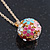 Multicoloured Enamel, Crystal Flower Ball Pendant With Gold Tone Chain - 40cm Length/ 5cm Extension - view 8