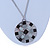 Grey/ Black Enamel Geometric Pattern Medallion Pendant with 76cm Silver Tone Chain - view 7