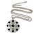 Grey/ Black Enamel Geometric Pattern Medallion Pendant with 76cm Silver Tone Chain - view 2