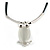 Cat Eye Owl Pendant On Black Waxed Cords In Silver Tone Metal - 38cm Length/ 5cm Extension - view 2