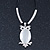 Cat Eye Owl Pendant On Black Waxed Cords In Silver Tone Metal - 38cm Length/ 5cm Extension - view 4