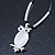 Cat Eye Owl Pendant On Black Waxed Cords In Silver Tone Metal - 38cm Length/ 5cm Extension - view 8