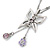 Butterfly Pendant with Double Chain In Silver Tone - 37cm L/ 8cm Ext - view 4