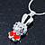 Small Crystal, Red Enamel Bunny Pendant With Silver Tone Snake Chain - 40cm Length/ 4cm Extension - view 2