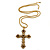 Large Topaz/ Amber Coloured Crystal, Filigree Cross Pendant With Thick Gold Tone Chain - 76cm L - view 3