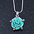 Mint Green Acrylic Rose Pendant With Silver Tone Snake Chain - 40cm Length/ 5cm Extension - view 6