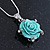 Mint Green Acrylic Rose Pendant With Silver Tone Snake Chain - 40cm Length/ 5cm Extension - view 4