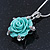 Mint Green Acrylic Rose Pendant With Silver Tone Snake Chain - 40cm Length/ 5cm Extension - view 7