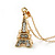 Crystal Eiffel Tower Pendant With Gold Tone Chain - 40cm Length/ 5cm Extension - view 3