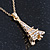 Crystal Eiffel Tower Pendant With Gold Tone Chain - 40cm Length/ 5cm Extension - view 2