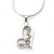 Open Heart Crystal Pendant With Silver Tone Snake Chain - 40cm Length/ 4cm Extension
