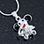 Small Crystal Elephant Pendant With Silver Tone Snake Chain - 40cm Length/ 4cm Extension - view 2